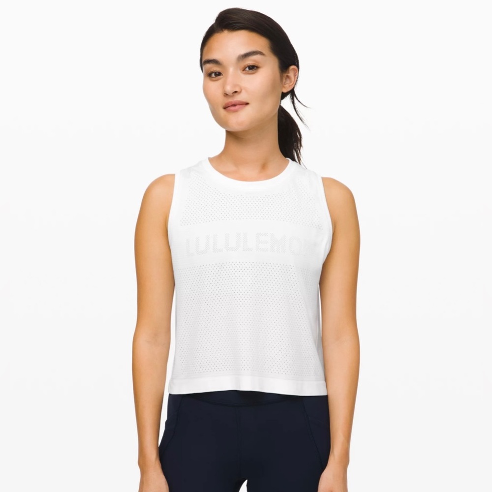 Lululemon Breeze By Muscle Crop Tank in White